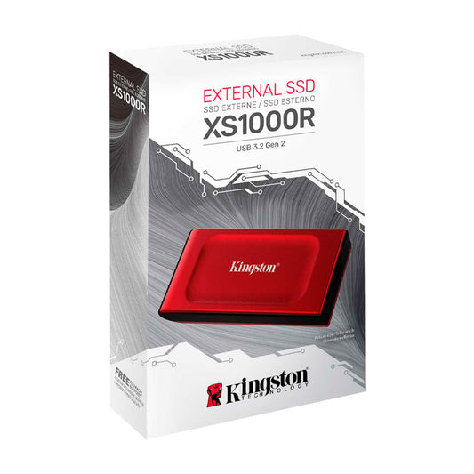 Unidad en estado sólido externa Kingston XS1000, 1TB, USB 3.2 Gen 2 Tipo-C, Color Rojo